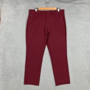 Mizzen+Main Helmsman Pants Mens 34 x 26.5 Burgundy Performance Slim Golf Preppy